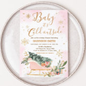 Winter Roze Gouden Sneeuwvlok Baby shower Kaart