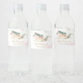 Winter Roze Gouden Sneeuwvlok Baby shower Waterfles Etiket (Flessen)