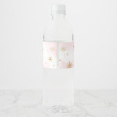 Winter Roze Gouden Sneeuwvlok Baby shower Waterfles Etiket (Achterkant)