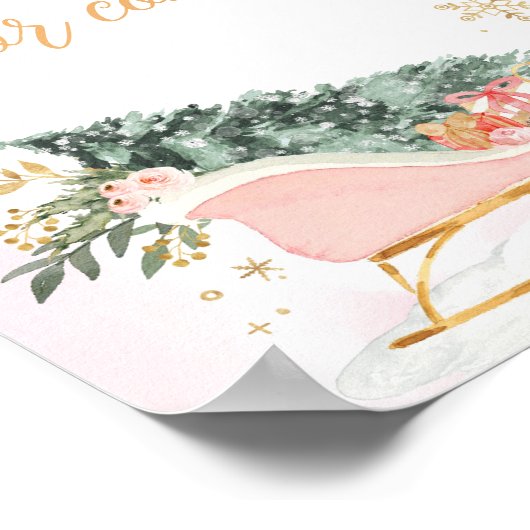 Winter Roze Gouden Sneeuwvlok Bedankt voor uw koms Poster (Hoek)