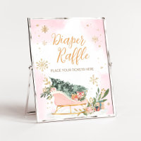 Winter Roze Gouden Sneeuwvlok Luier Raffle
