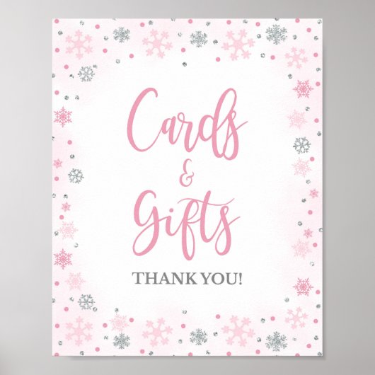 Winter Roze Kaarten & Geschenken Douche Tafel Teke Poster (Voorkant)