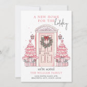 Winter Roze Kerst Deur Nieuw Huis Verhuizen Aankondiging (Voorkant)
