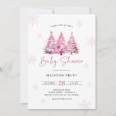 Winter roze kerstboom Baby shower meisje Kaart (Voorkant)