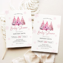 Winter roze kerstboom Baby shower meisje