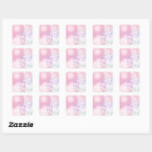 Winter, Roze, Kerstmis Vierkante Sticker (Vel)
