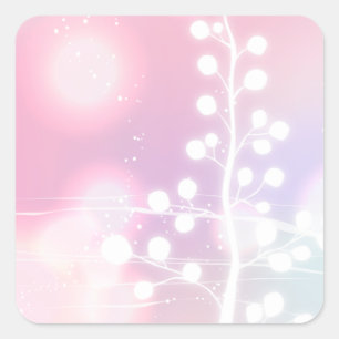 Winter, Roze, Kerstmis Vierkante Sticker