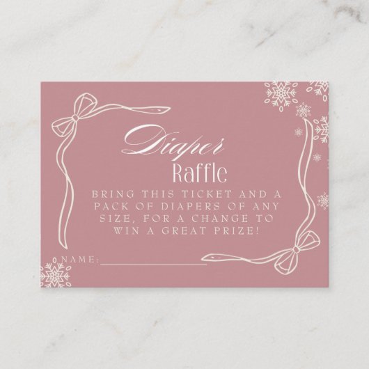 Winter roze Luier Raffle Baby shower Informatiekaartje (Voorkant)