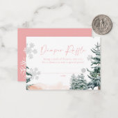 Winter Roze Luier Raffle Kaart Notitiekaartje (Voorkant / Achterkant in situ)