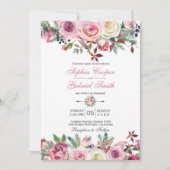 Winter Roze Mauve Roos Floral Pine Branch Wedding Kaart (Voorkant)