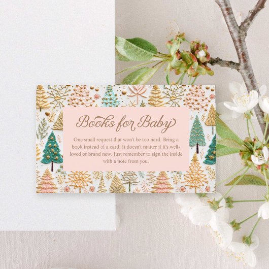 Winter Roze Meisje Baby shower Boek Aanvraag Informatiekaartje