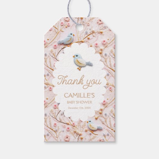 Winter Roze Meisje Baby shower Dank u Cadeaulabel (Voorkant)