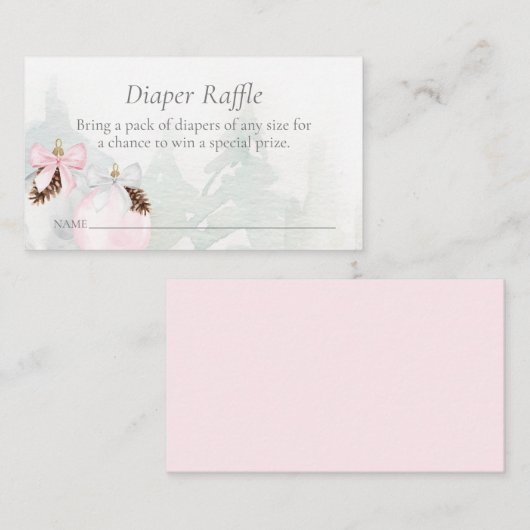 Winter Roze Meisje Baby shower Luier Raffle Informatiekaartje (Voorkant / Achterkant)