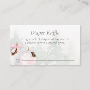 Winter Roze Meisje Baby shower Luier Raffle Informatiekaartje