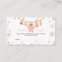 Winter Roze Meisje Baby Shower Sneeuw Luiers Raffl
