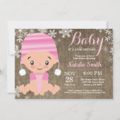 Winter Roze Meisje Baby shower Uitnodiging Burlap (Voorkant)