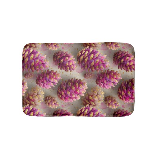 Winter Roze Pine Kegels met Gouden Accenten Badmat (Voorkant)