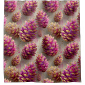 Winter Roze Pine Kegels met Gouden Accenten Douchegordijn (Voorkant)
