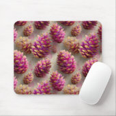 Winter Roze Pine Kegels met Gouden Accenten Muismat (Met muis)