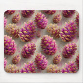 Winter Roze Pine Kegels met Gouden Accenten Muismat (Voorkant)