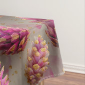 Winter Roze Pine Kegels met Gouden Accenten Tafelkleed (Voorbeeld)