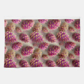 Winter Roze Pine Kegels met Gouden Accenten Theedoek (Horizontaal)