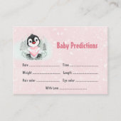 Winter Roze Pinguïn Baby shower Spel Voorspellinge Informatiekaartje (Voorkant)