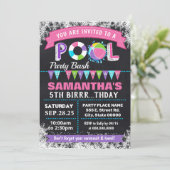Winter roze Pool verjaardagsfeestje bash Kaart (Staand voorkant)