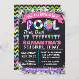 Winter roze Pool verjaardagsfeestje bash Kaart