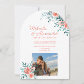 Winter Roze Rozen, Lichtgroene Eucalyptus Bruiloft Kaart (Voorkant)