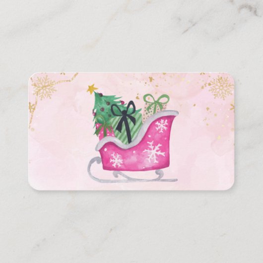 Winter Roze Sleigh Baby shower Boeken voor Baby Informatiekaartje (Achterkant)