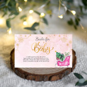 Winter Roze Sleigh Baby shower Boeken voor Baby Informatiekaartje