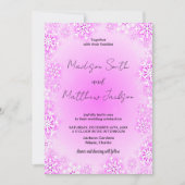 Winter roze sneeuw bruiloft uitnodigingen (Voorkant)