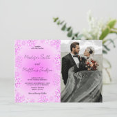 Winter Roze Sneeuw Bruiloft Uitnodigingen met foto (Staand voorkant)