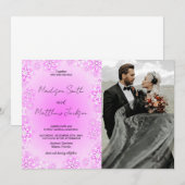 Winter Roze Sneeuw Bruiloft Uitnodigingen met foto (Voorkant / Achterkant)