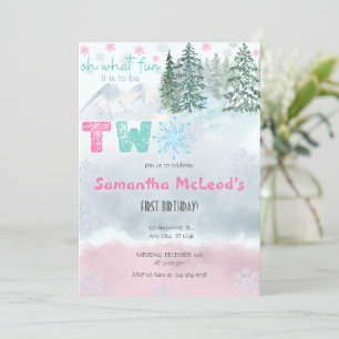 Winter Roze Sneeuwvlok Oh Wat leuk Tweede Verjaard Kaart