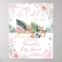 Winter Roze Sneeuwvlok Slee Baby Shower Welkom