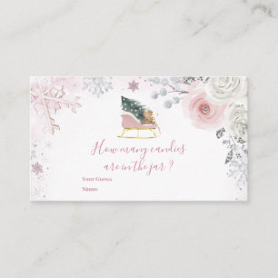 Winter Roze Sneeuwvlok Slee How Many Snoepjes Informatiekaartje