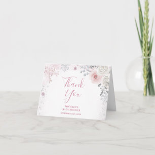 Winter Roze Sneeuwvlok Sleigh Baby Shower Vouwkaar Bedankkaart