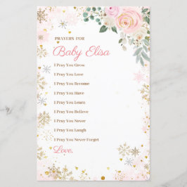 Winter Roze Snowflake Floral Prayers voor Baby