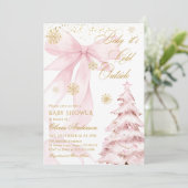Winter Roze Strik Baby Het Is Koud Buiten Baby Sho Kaart (Staand voorkant)