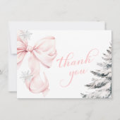 Winter Roze Strik Baby Shower Bedankkaart (Voorkant)