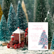 Winter Roze Strik Kerstboom Baby Shower