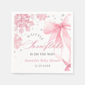 Winter Roze Strik Sneeuwvlokken Baby Borrel Servet (Voorkant)