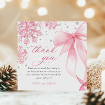 Winter Roze Strik Sneeuwvlokken Baby Shower