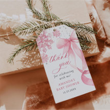 Winter Roze Strik Sneeuwvlokken Baby Shower