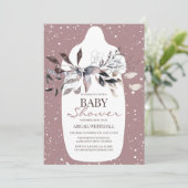 Winter Roze Waterverf Baby shower Uitnodiging (Staand voorkant)