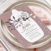 Winter Roze Waterverf Baby shower Uitnodiging