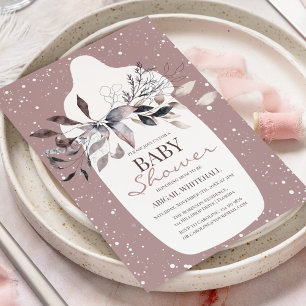 Winter Roze Waterverf Baby shower Uitnodiging