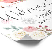 Winter Roze Woodland Animals Girl Baby shower Poster (Hoek)